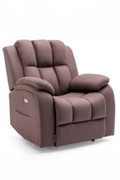 More4Homes Brookline Electric Technology Fabric Auto Recliner USB Lounge Chair in Light Brown - thumbnail 2