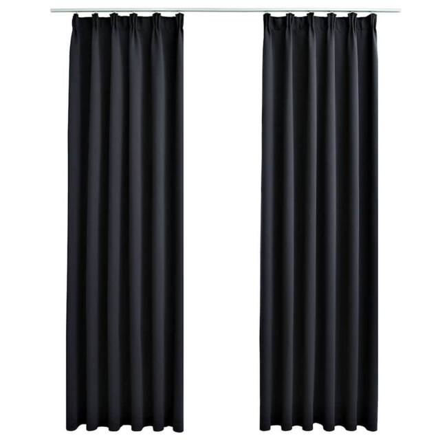 Berkfield Home Blackout Curtains with Hooks 2 pcs Black 140x245 cm - image 1