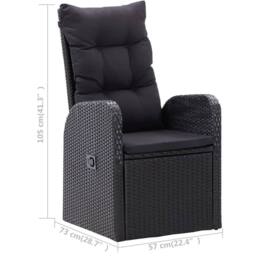 Berkfield Home 5 Piece Garden Dining Set with Cushions Black Poly Rattan - thumbnail 7