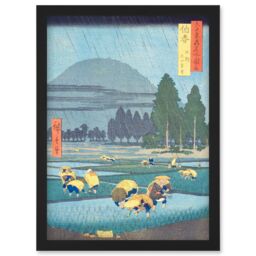 Artery8 Ono, Distant View of Mount Daisen Hoki Province Utagawa Hiroshige Japan Woodblock Artwork Framed Wall Art Print A4 in Black - thumbnail 1