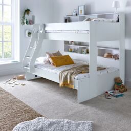 Bedmaster Oliver Triple Sleeper Storage Bunk Bed Without Drawer With Pocket Mattresses in Grey - Size: Small Double - thumbnail 4