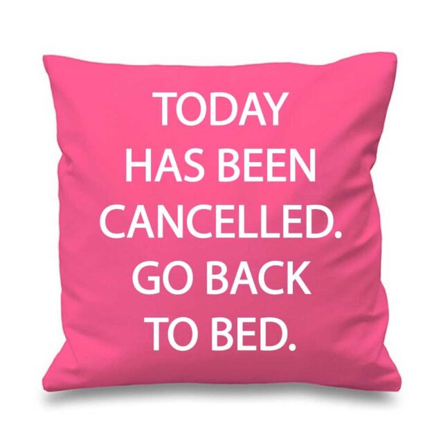 "60 SECOND MAKEOVER Pink Cushion Cover Today Has Been Cancelled Go Back To Bed 16"" x 16"" Mum Friend Gift Decorative Cushion Home Mothers Day"