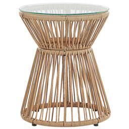 Wyld and Coco Bistro Set Faux PE Rattan 2 Seater Grey Cushions and Glass Table in Natural - thumbnail 8