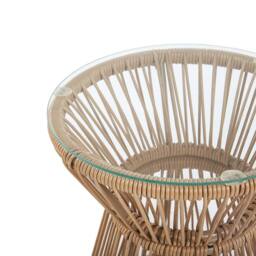 Wyld and Coco Bistro Set Faux PE Rattan 2 Seater Grey Cushions and Glass Table in Natural - thumbnail 9