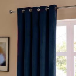Furn The Ultimate Velvet 100% Blackout Eyelet Curtain Pair in Blue - Size: 168 cm width x 137 cm drop - thumbnail 5