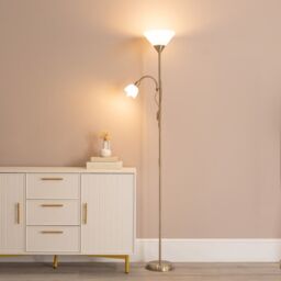 ValueLights Mozz Mother & Child Uplighter Floor Lamp with Adjustable Side Lamp in Metallic Gold - thumbnail 3