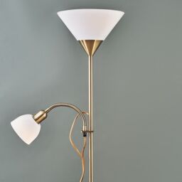 ValueLights Mozz Mother & Child Uplighter Floor Lamp with Adjustable Side Lamp in Metallic Gold - thumbnail 4