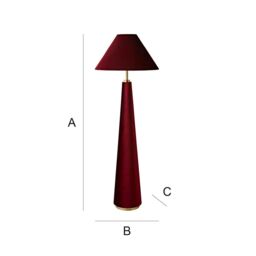 ValueLights Martha Velvet Midi Floor Lamp with Conical Velvet Lamp Shade & Bulb in Burgundy - thumbnail 8