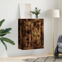 Berkfield Home Wall Mounted Cabinet Smoked Oak 69.5x34x90 cm Engineered Wood in Brown - thumbnail 3