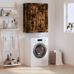 Berkfield Home Wall Mounted Cabinet Smoked Oak 69.5x34x90 cm Engineered Wood in Brown - thumbnail 1