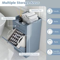 Costway Bathroom Storage Cabinet Tilt-Out Laundry Cabinet w/ Drawer in Grey - thumbnail 7