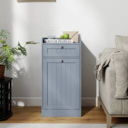 Costway Bathroom Storage Cabinet Tilt-Out Laundry Cabinet w/ Drawer in Grey - thumbnail 6