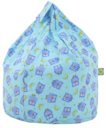 Bean Lazy Men's Cotton Blue Owl Bean Bag Large Size in Light Blue - thumbnail 2