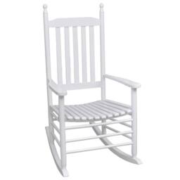 Berkfield Home Rocking Chair with Curved Seat White Wood - thumbnail 2