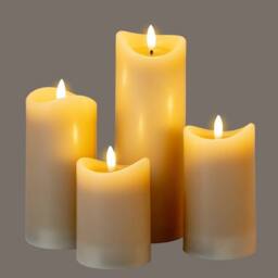 Lemon Pavilion Furniture and Decor Natural Glow 2.75x5 Melted LED Candle - Plastic - L7xW7xH12 cm - Taupe - thumbnail 4