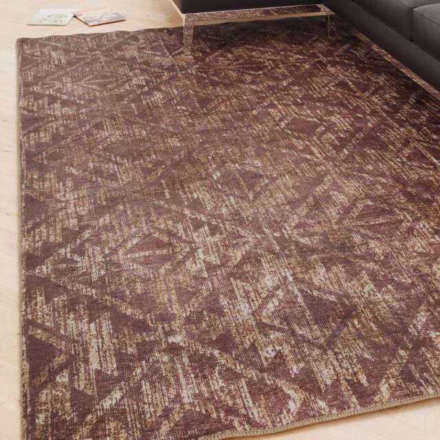 Kukoon Burgundy Trellis Soft Chenille Washable Living Room Area Rug - Size: 120 cm x 170 cm - image 1
