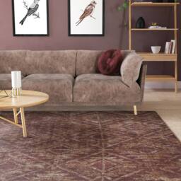 Kukoon Burgundy Trellis Soft Chenille Washable Living Room Area Rug - Size: 120 cm x 170 cm - thumbnail 2