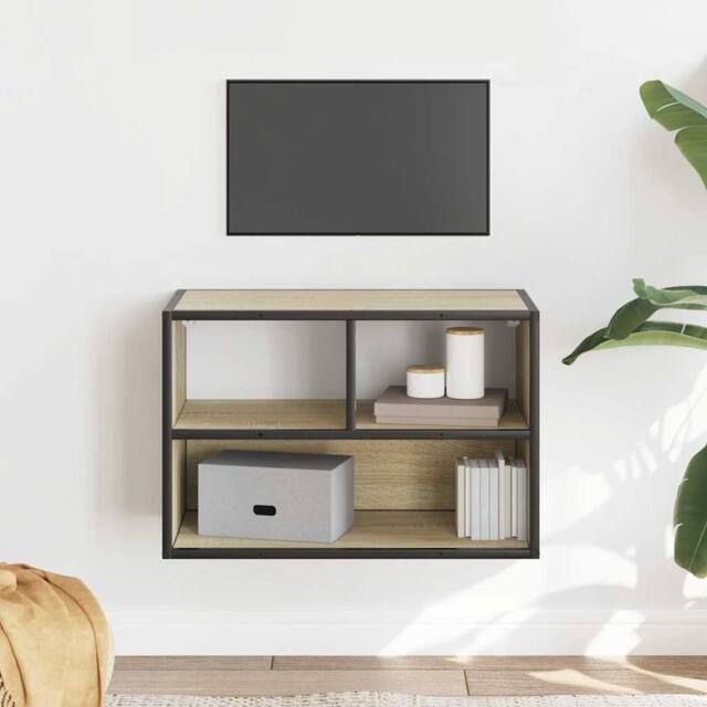 Berkfield Home TV Cabinet Sonoma Oak 60x31x39.5 cm Engineered Wood & Metal in Light Oak - image 1