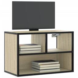 Berkfield Home TV Cabinet Sonoma Oak 60x31x39.5 cm Engineered Wood & Metal in Light Oak - thumbnail 2