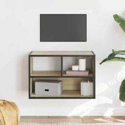 Berkfield Home TV Cabinet Sonoma Oak 60x31x39.5 cm Engineered Wood & Metal in Light Oak - thumbnail 1