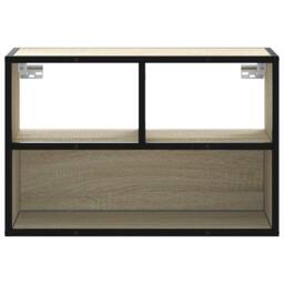 Berkfield Home TV Cabinet Sonoma Oak 60x31x39.5 cm Engineered Wood & Metal in Light Oak - thumbnail 4