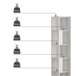 Decortie Piano' Modern Corner Bookcase Display Unit 158.9cm in White - Size: 1 Pack - thumbnail 6