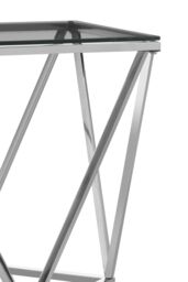 Orsina Functional Design Small Inverted Prism Table, Distinctive Twist Design Metal Table, Stylish Bedside Table in Silver - thumbnail 4