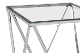 Orsina Functional Design Small Inverted Prism Table, Distinctive Twist Design Metal Table, Stylish Bedside Table in Silver - thumbnail 3