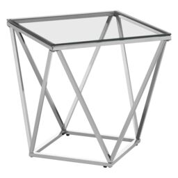 Orsina Functional Design Small Inverted Prism Table, Distinctive Twist Design Metal Table, Stylish Bedside Table in Silver - thumbnail 2