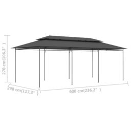 Berkfield Home Gazebo 600x298x270 cm Anthracite in Black - Size: 600 x 298 x 270 cm - thumbnail 6