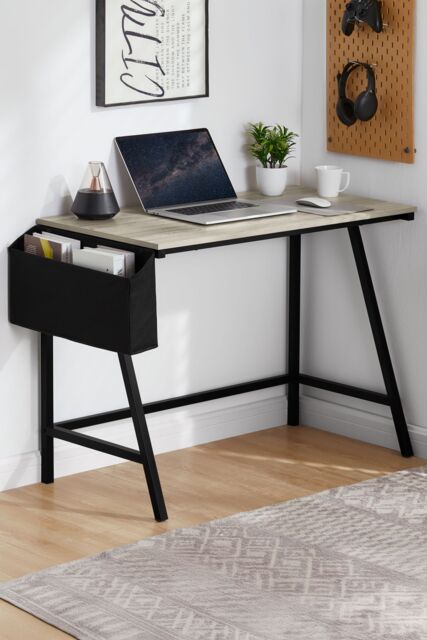 Home Discount Vida Designs Brooklyn Small Computer Desk Storage Office Study Gaming Table in Grey - image 1