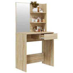 Berkfield Home Dressing Table with Mirror Sonoma Oak 74.5x40x141 cm in Light Tan - thumbnail 5