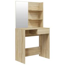 Berkfield Home Dressing Table with Mirror Sonoma Oak 74.5x40x141 cm in Light Tan