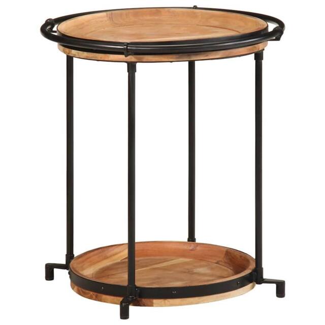 Berkfield Home Side Table √ò55x60 cm Solid Wood Acacia in Brown - Size: 55x60 cm - image 1
