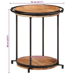 Berkfield Home Side Table √ò55x60 cm Solid Wood Acacia in Brown - Size: 55x60 cm - thumbnail 8