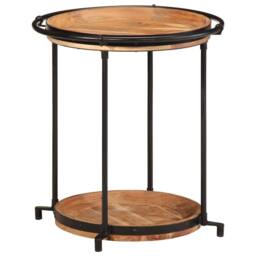 Berkfield Home Side Table √ò55x60 cm Solid Wood Acacia in Brown - Size: 55x60 cm - thumbnail 9