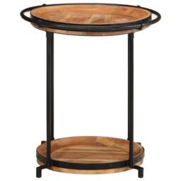 Berkfield Home Side Table √ò55x60 cm Solid Wood Acacia in Brown - Size: 55x60 cm - thumbnail 2