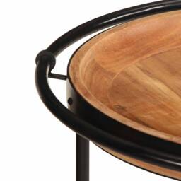 Berkfield Home Side Table √ò55x60 cm Solid Wood Acacia in Brown - Size: 55x60 cm - thumbnail 4