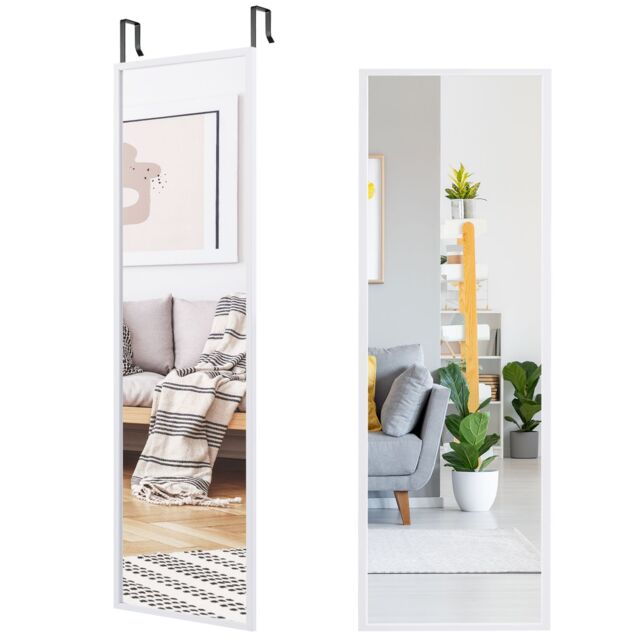 Costway 2 IN1 Full Length Mirror Over the Door Dressing Mirror Wall Mounted Makeup in White - image 1