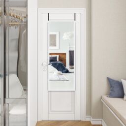 Costway 2 IN1 Full Length Mirror Over the Door Dressing Mirror Wall Mounted Makeup in White - thumbnail 3