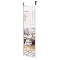 Costway 2 IN1 Full Length Mirror Over the Door Dressing Mirror Wall Mounted Makeup in White - thumbnail 4