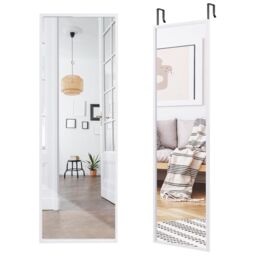 Costway 2 IN1 Full Length Mirror Over the Door Dressing Mirror Wall Mounted Makeup in White - thumbnail 8