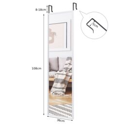 Costway 2 IN1 Full Length Mirror Over the Door Dressing Mirror Wall Mounted Makeup in White - thumbnail 2