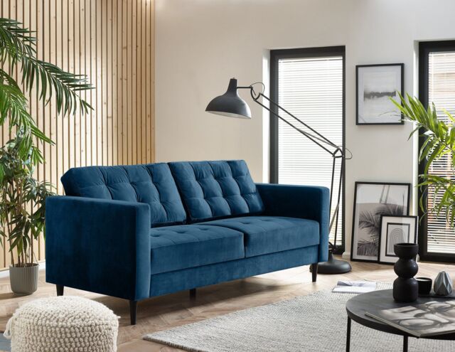 FurnitureboxUK Jade 3-Seater Soft Touch Velvet Sofa With Solid Wood Frame in Navy - image 1