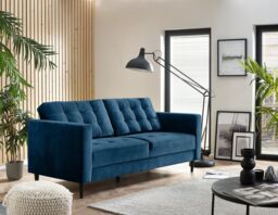 FurnitureboxUK Jade 3-Seater Soft Touch Velvet Sofa With Solid Wood Frame in Navy