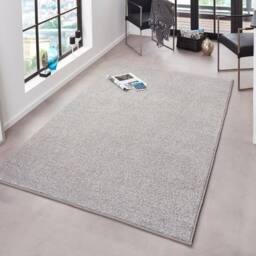 THE RUGS Velours Pure Modern Plain Velour Rug Synthetic Short Pile in White - Size: 80 cm x 150 cm - thumbnail 4