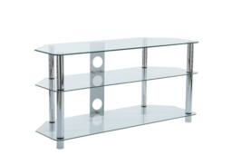 Moderna Clear Glass TV Stand, Chrome Leg, Fits 32 to 50 Inch TV - thumbnail 2