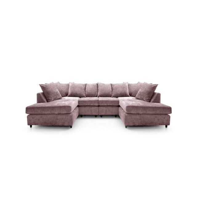 Abakus Direct Harriet Crushed Chenille U-Shape Sofa in Pink - image 1