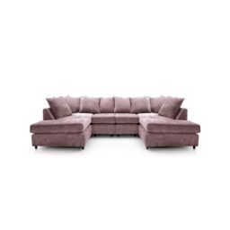Abakus Direct Harriet Crushed Chenille U-Shape Sofa in Pink - thumbnail 1