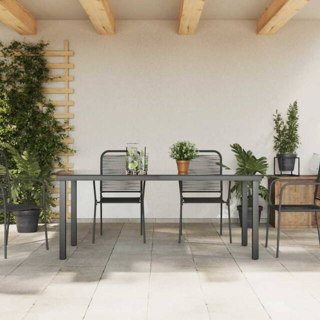 Berkfield Home Garden Table Black 190x90x74 cm Aluminium & Glass - Size: 190 x 90 x 74 cm - image 1
